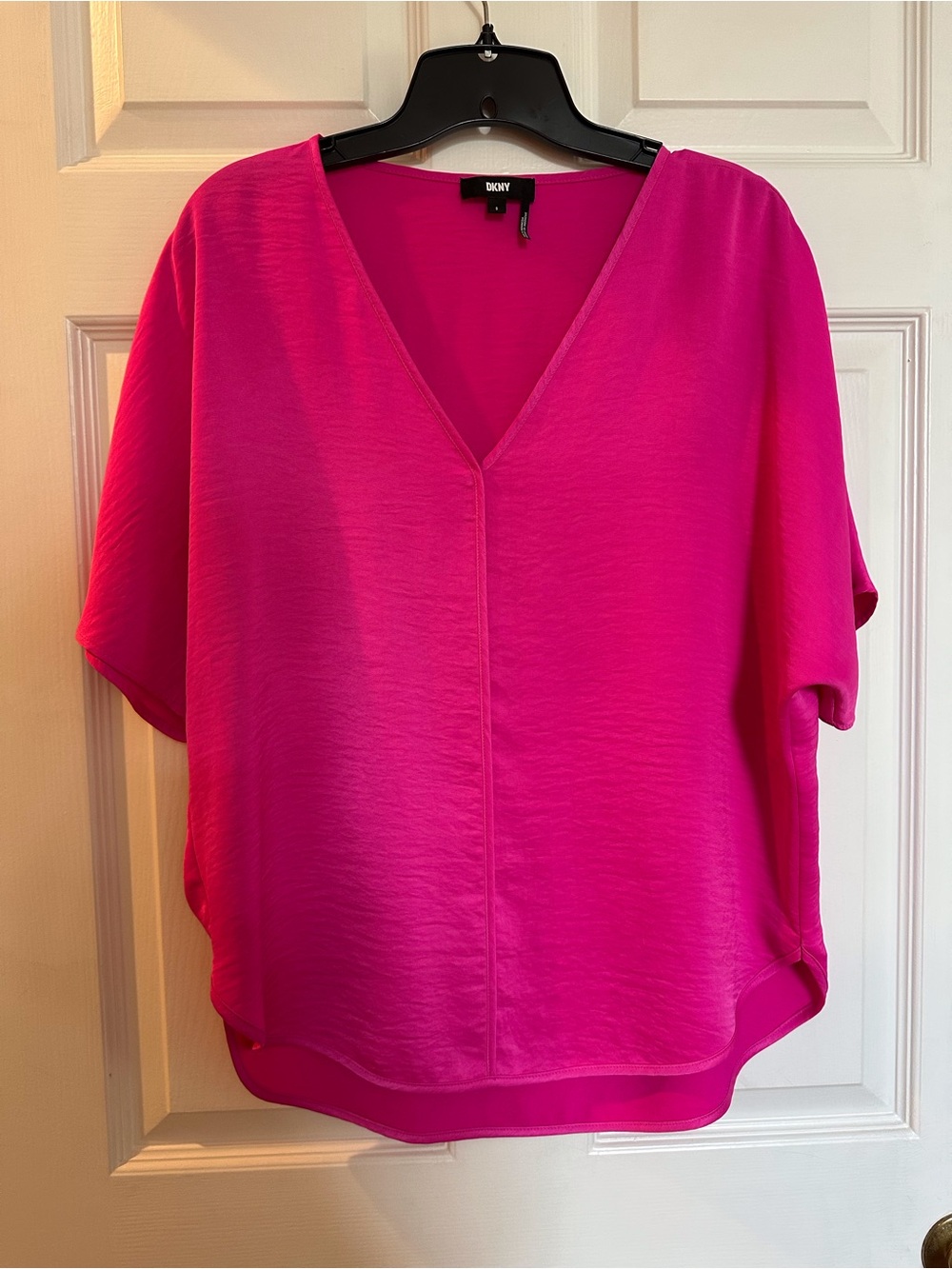 DKNY Hot Pink V-Neck Dolman Sleeve Blouse